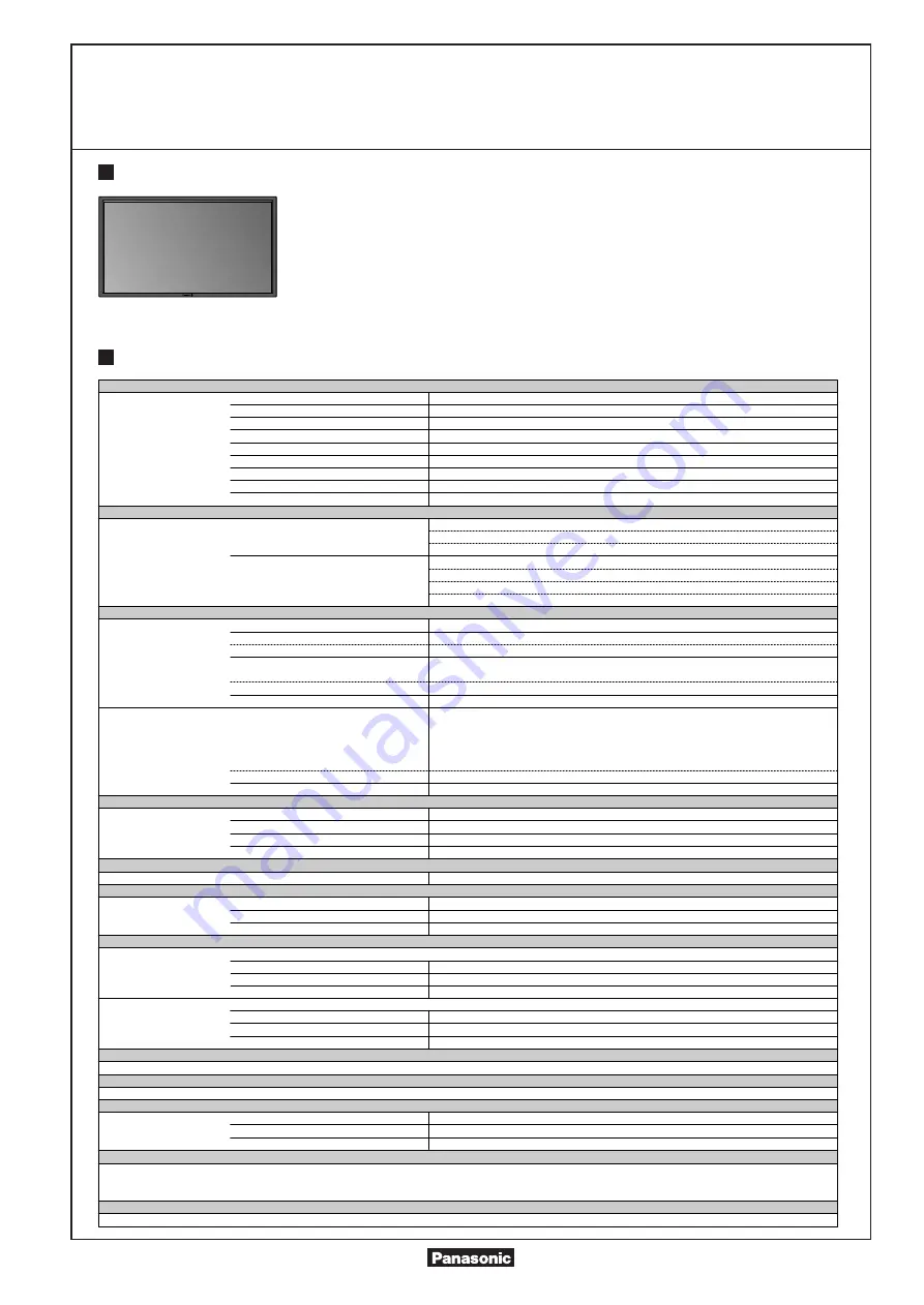 Panasonic TH-85PF12E Brochure & Specs Download Page 1