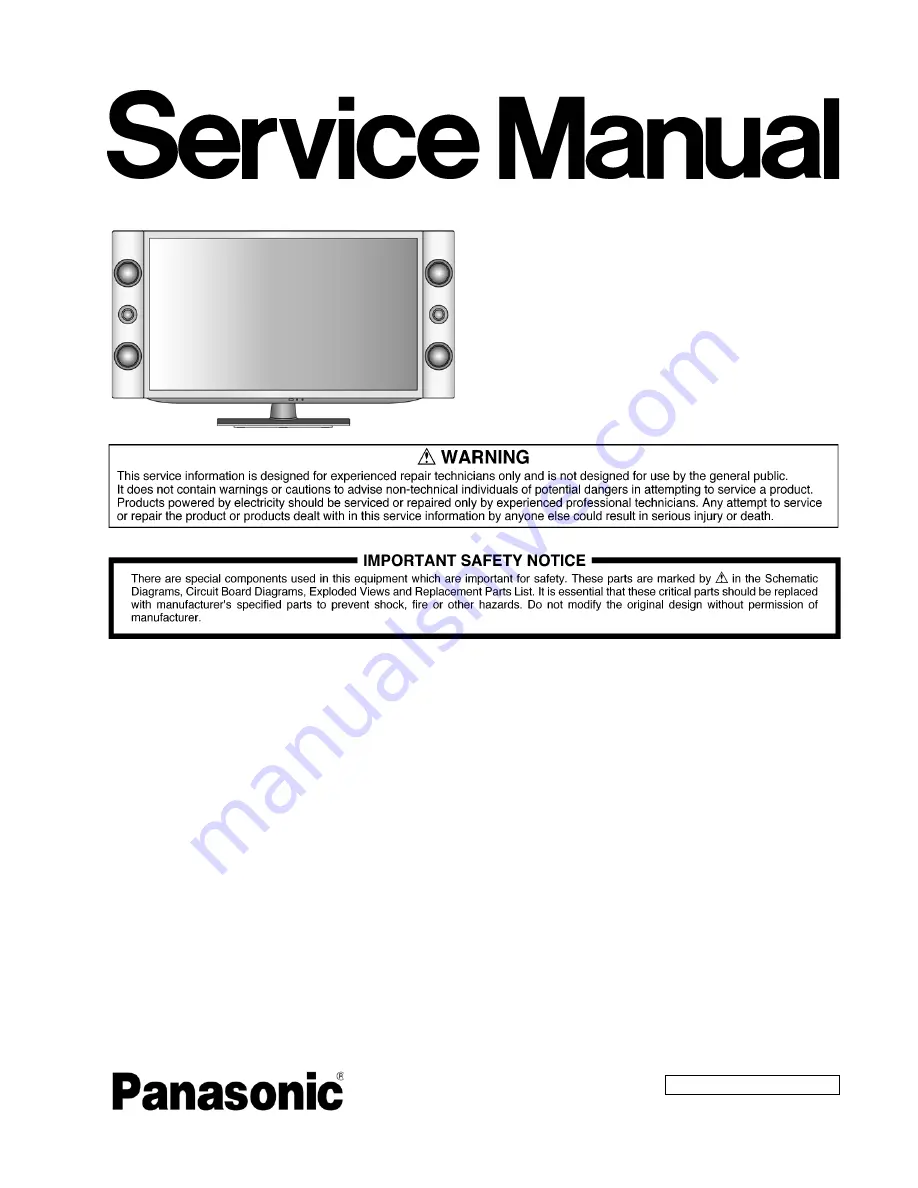 Panasonic TH-L32SV6K Service Manual Download Page 1