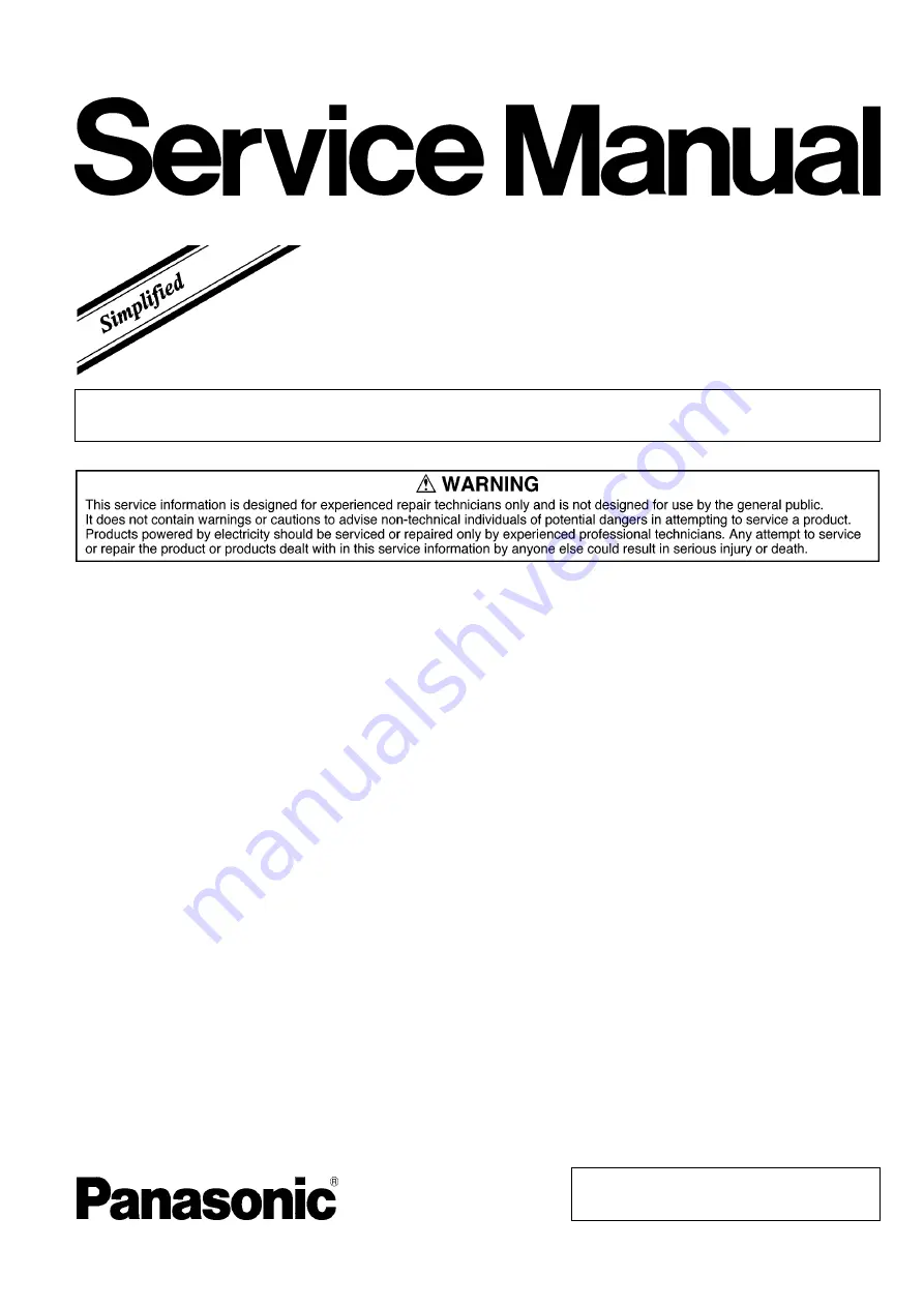 Panasonic TH-P42VT30R Service Manual Download Page 1