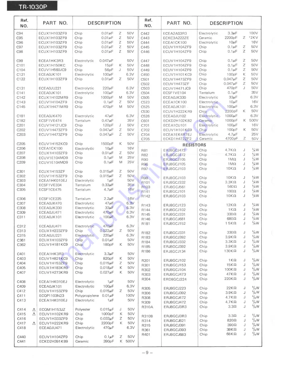 Panasonic TR-1030P Service Manual Download Page 8