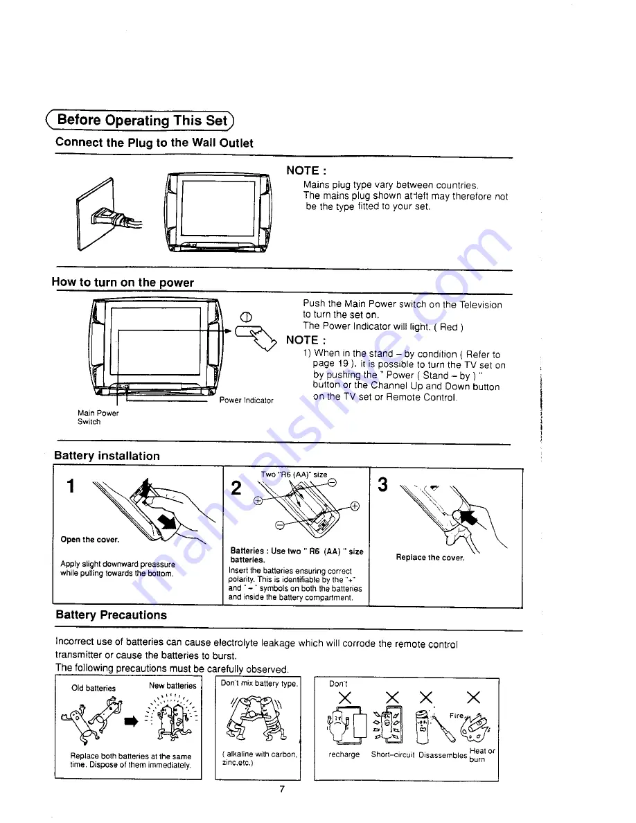 Panasonic TX-25S80Z Operating Instructions Manual Download Page 7