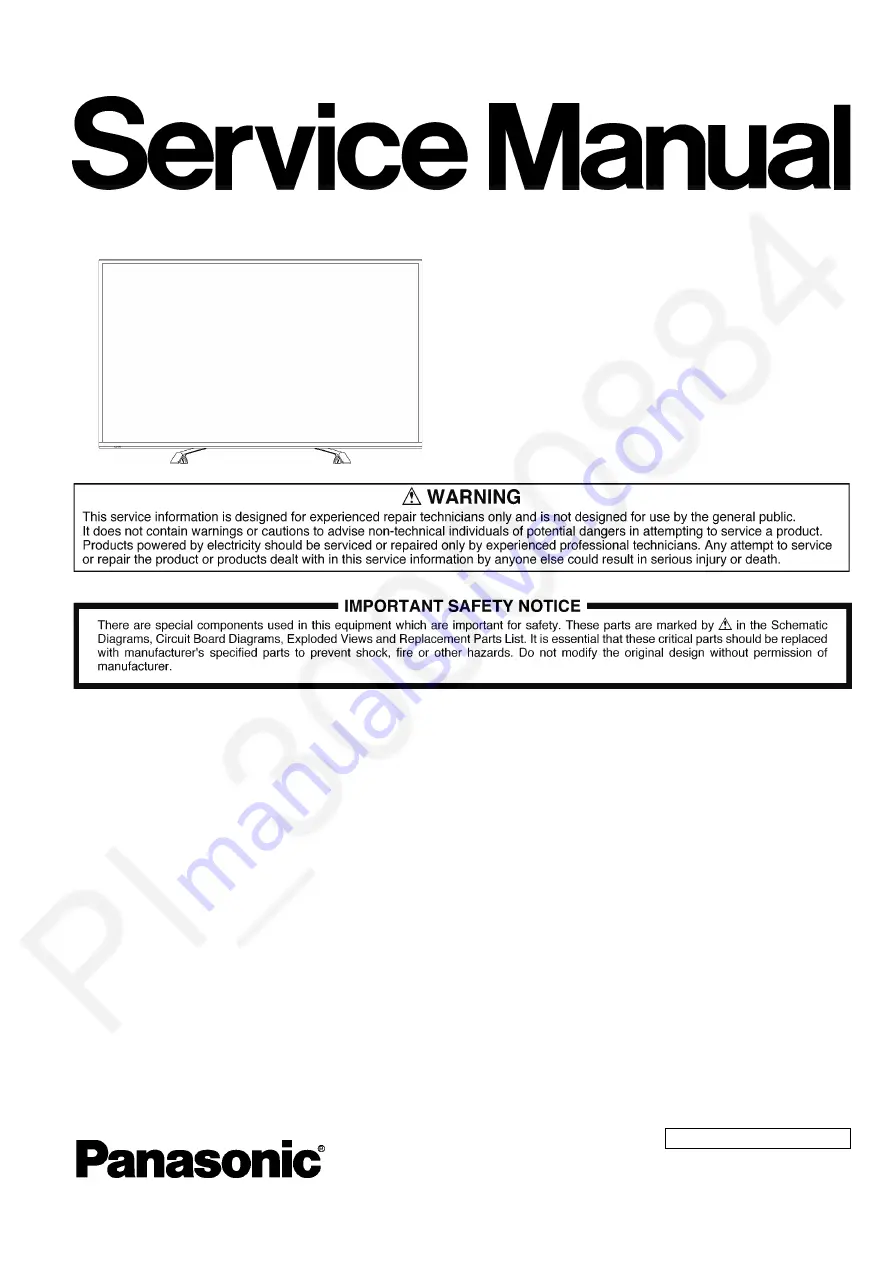 Panasonic TX-49ESR500 Service Manual Download Page 1