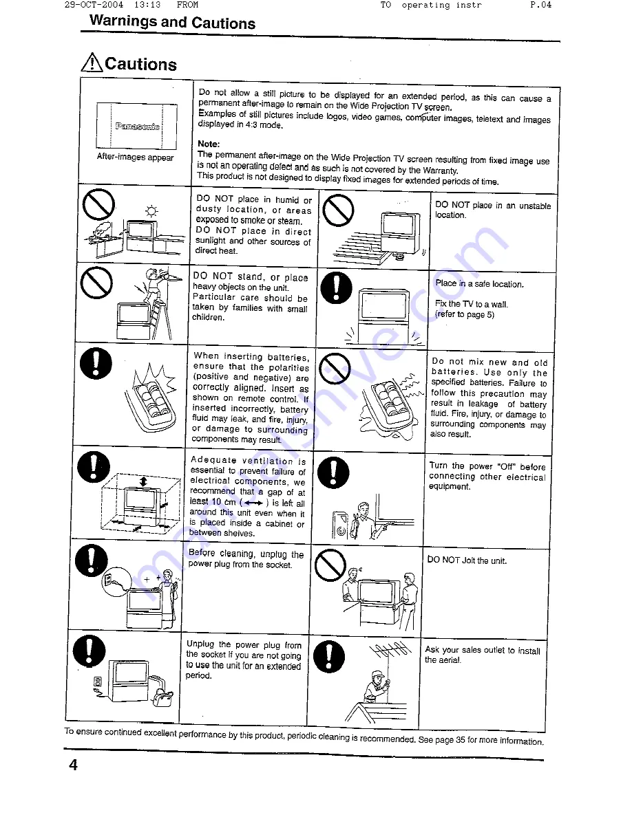 Panasonic TX-56P800H Operating Instructions Manual Download Page 4