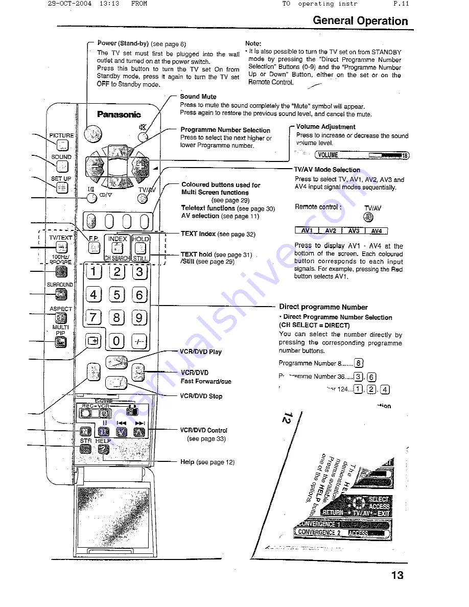 Panasonic TX-56P800H Operating Instructions Manual Download Page 11