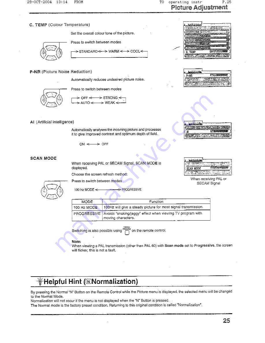 Panasonic TX-56P800H Operating Instructions Manual Download Page 25