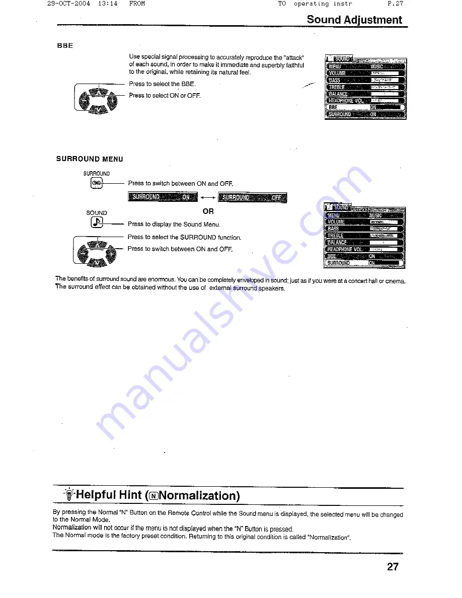 Panasonic TX-56P800H Operating Instructions Manual Download Page 27