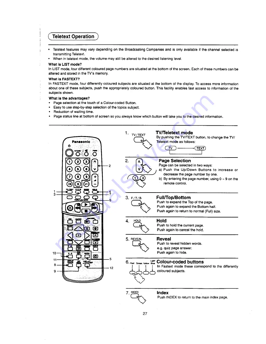 Panasonic TX-68P22Z Operating Instruction Download Page 27