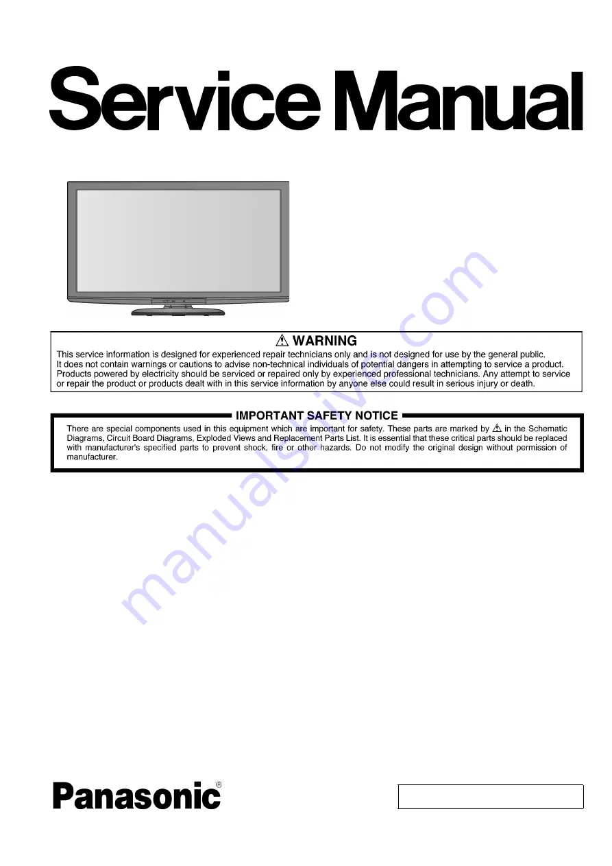 Panasonic TX-LR42U20 Service Manual Download Page 1