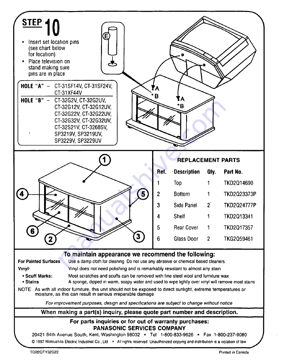 Panasonic TY32G22M - TV STAND Assembly Instructions Download Page 4