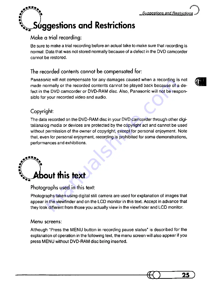 Panasonic VDR-M10 Operating Manual Download Page 25