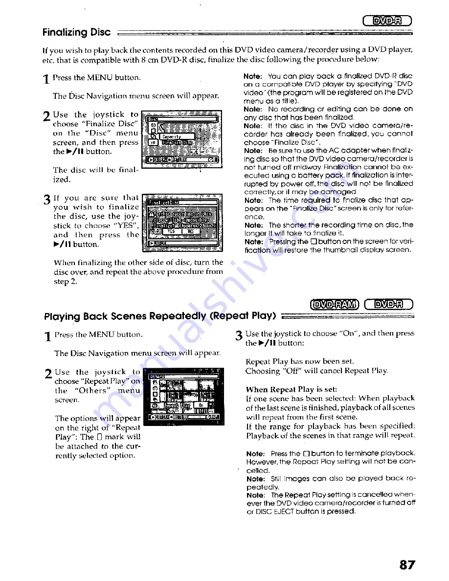 Panasonic VDR-M20 Operating Manual Download Page 87