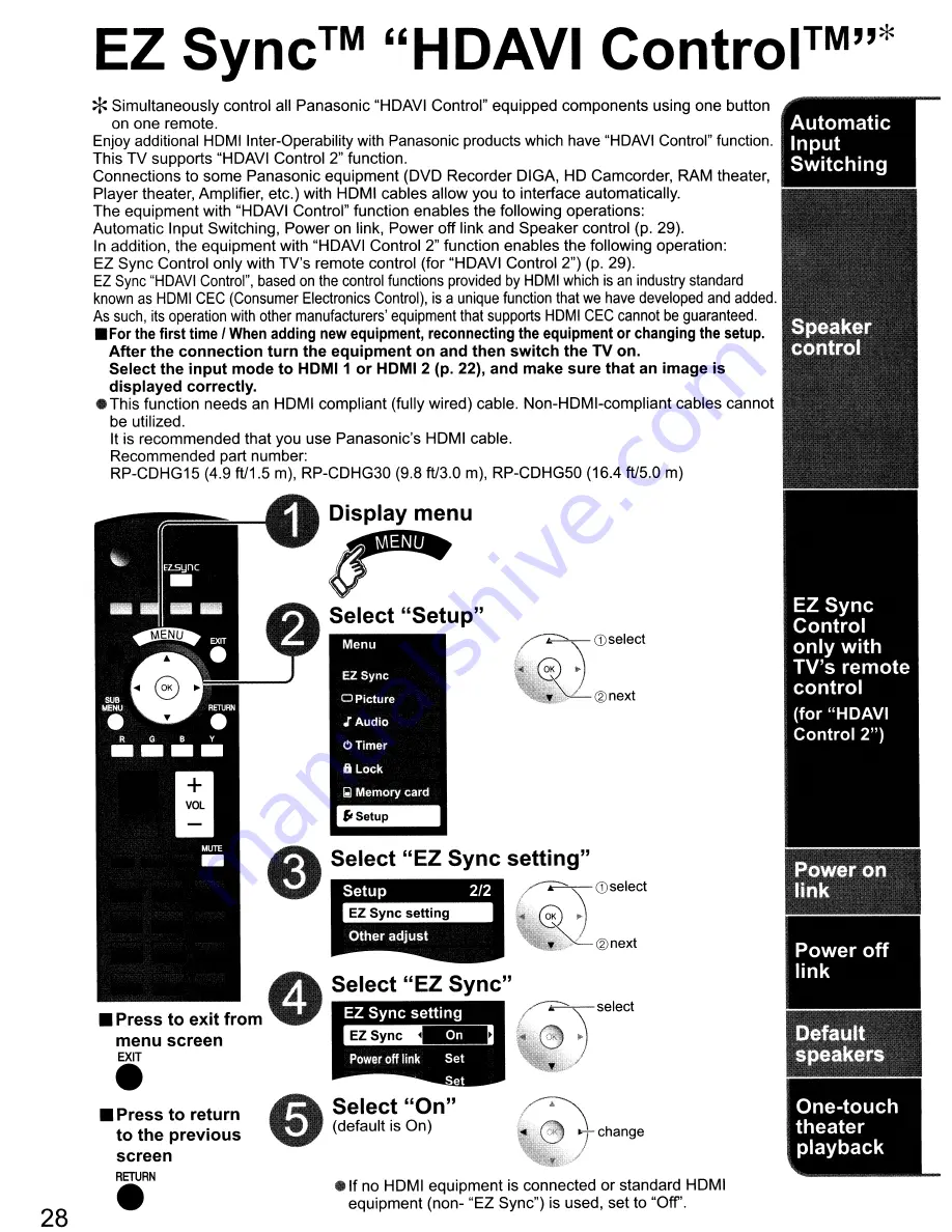 Panasonic Viera TC-32LX700 Operating Instructions Manual Download Page 28