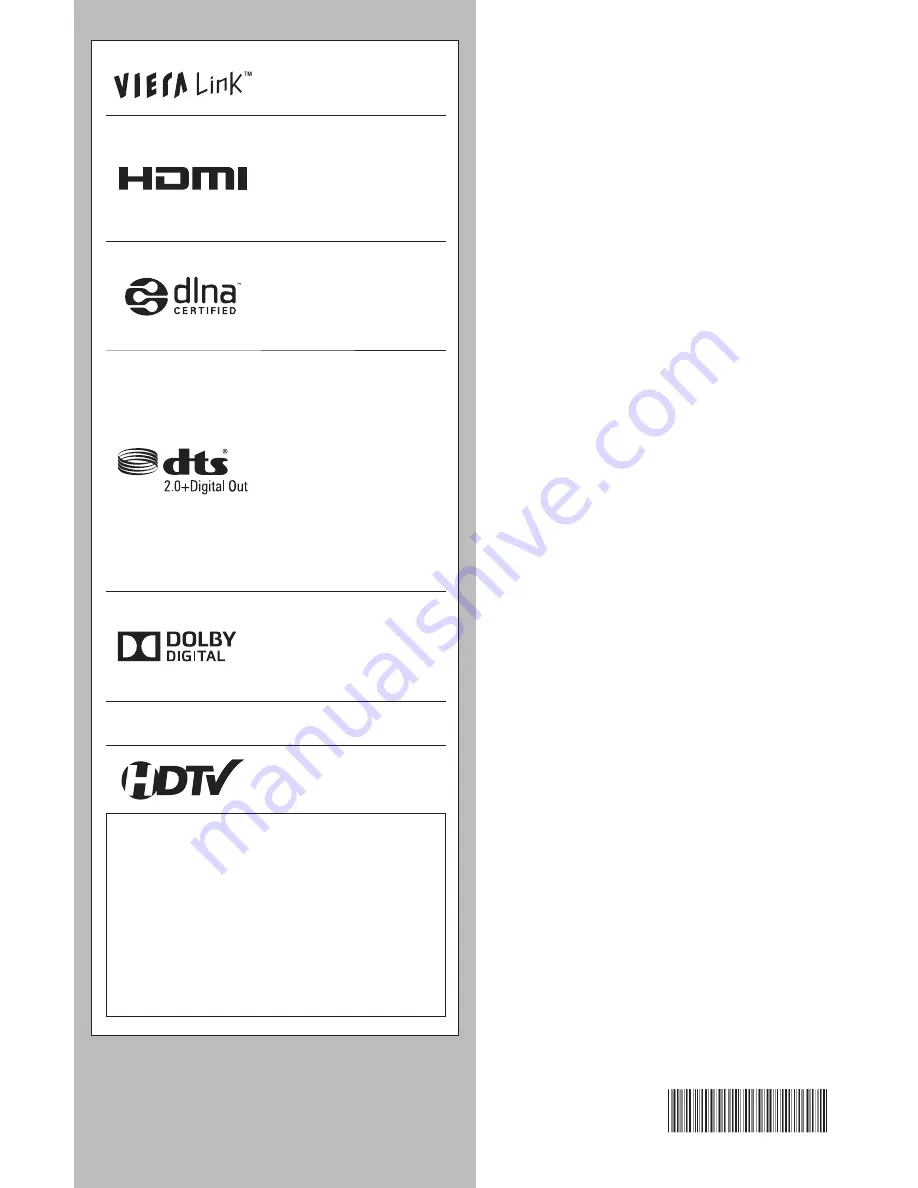 Panasonic Viera TC-50PS64 Owner'S Manual Download Page 3