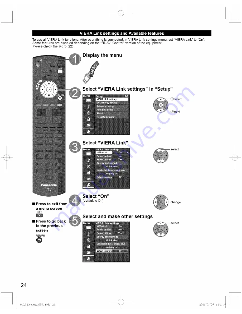 Panasonic VIERA TC-L32C3 Owner'S Manual Download Page 24