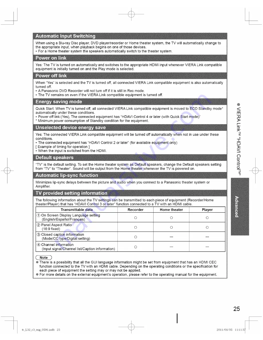 Panasonic VIERA TC-L32C3 Owner'S Manual Download Page 25