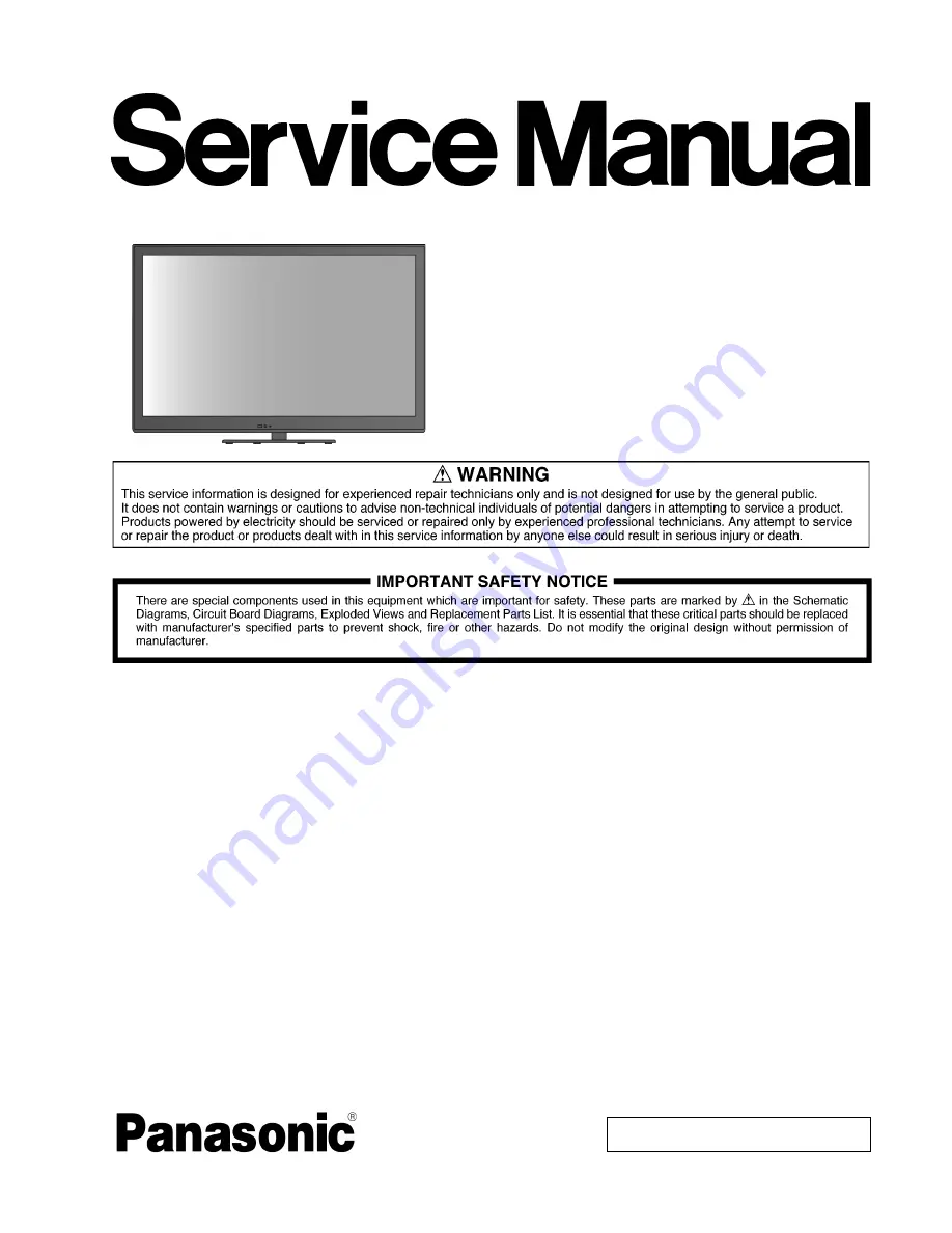 Panasonic Viera TC-L32E5 Service Manual Download Page 1