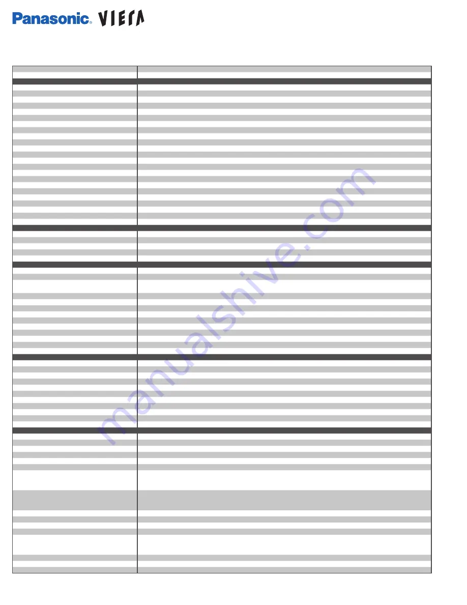 Panasonic Viera TC-P50VT20 Specification Sheet Download Page 2