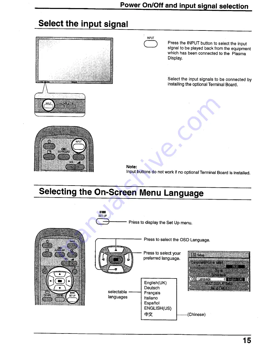 Panasonic Viera TH-42PWD4 Operating Instructions Manual Download Page 15