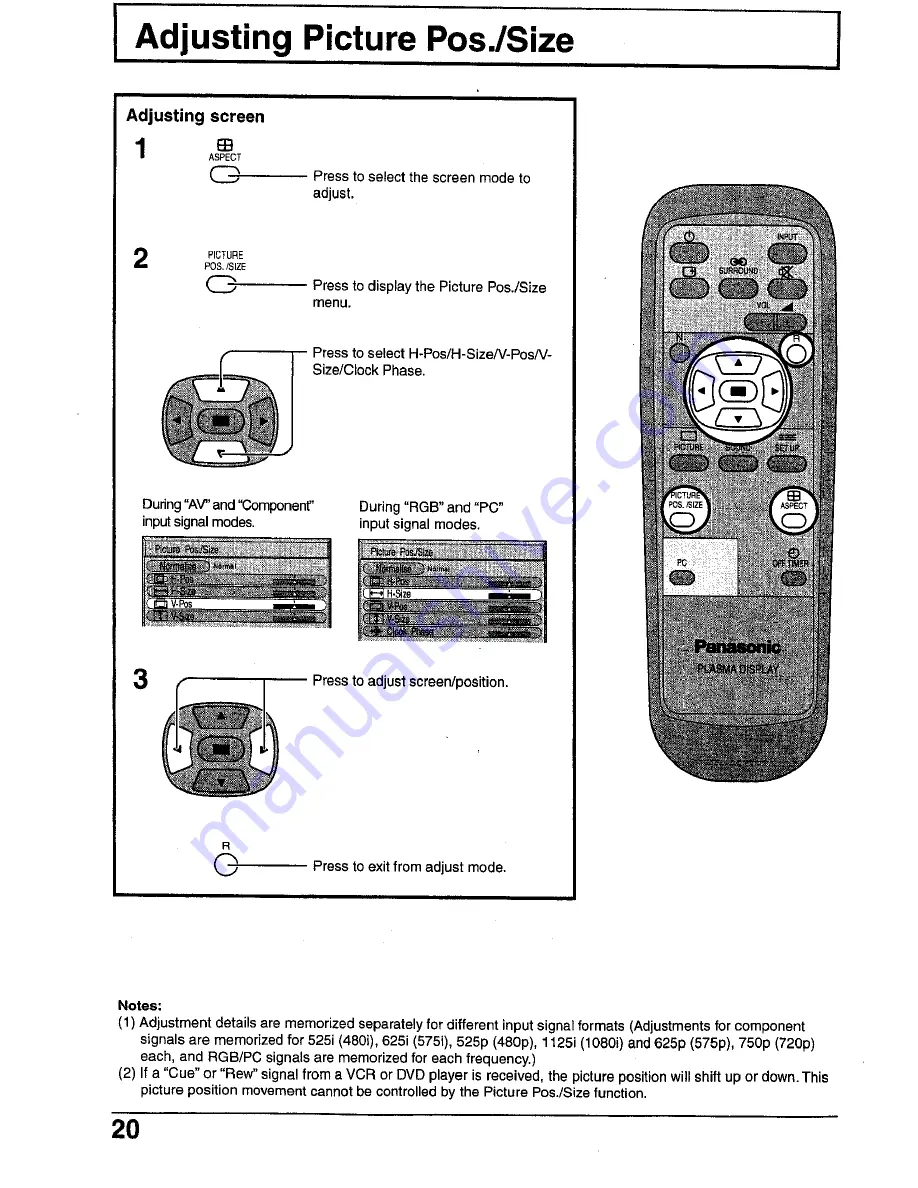 Panasonic Viera TH-42PWD4 Operating Instructions Manual Download Page 20