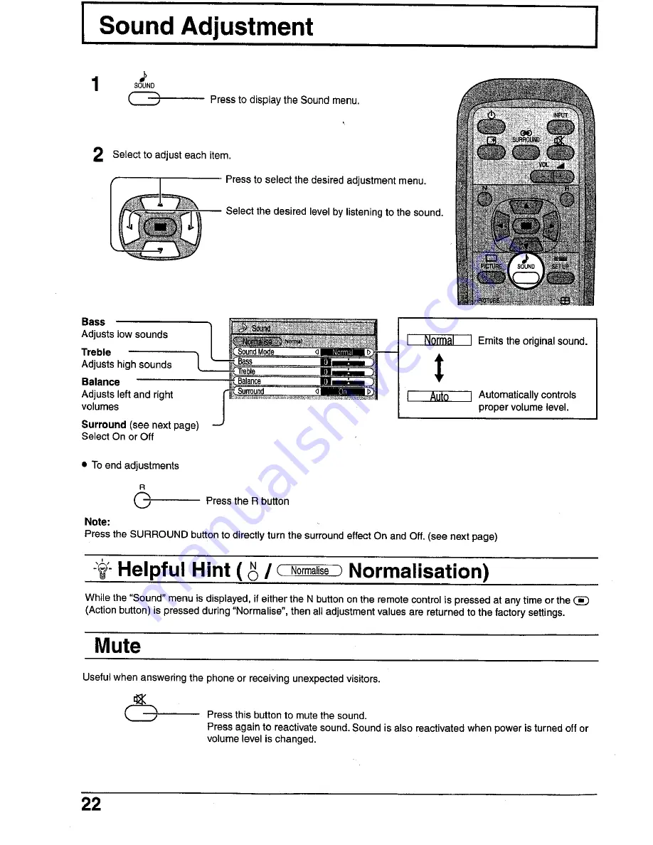 Panasonic Viera TH-42PWD4 Operating Instructions Manual Download Page 22