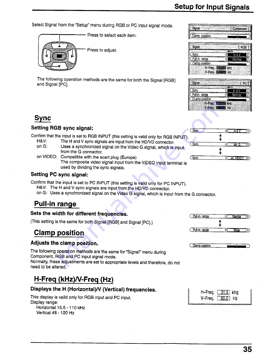 Panasonic Viera TH-42PWD4 Operating Instructions Manual Download Page 35