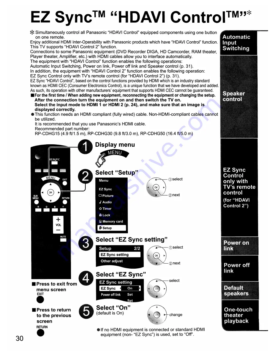 Panasonic Viera TH-50PX77U Скачать руководство пользователя страница 30