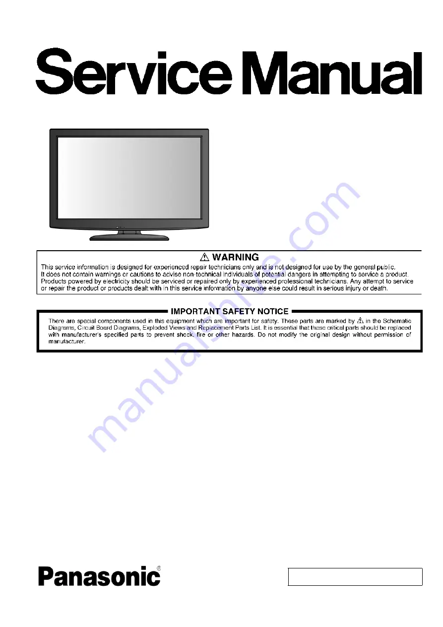 Panasonic VIERA TH-L32S25A Service Manual Download Page 1