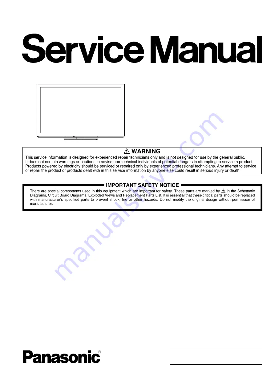 Panasonic Viera TH-P42VT30Z Service Manual Download Page 1