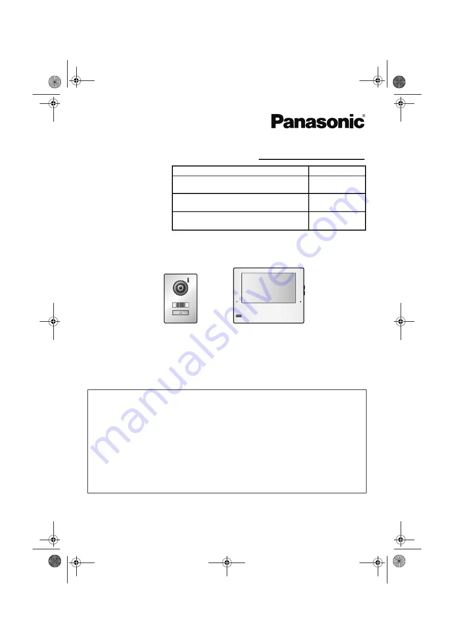 Panasonic VL-MV74 Installation Manual Download Page 1