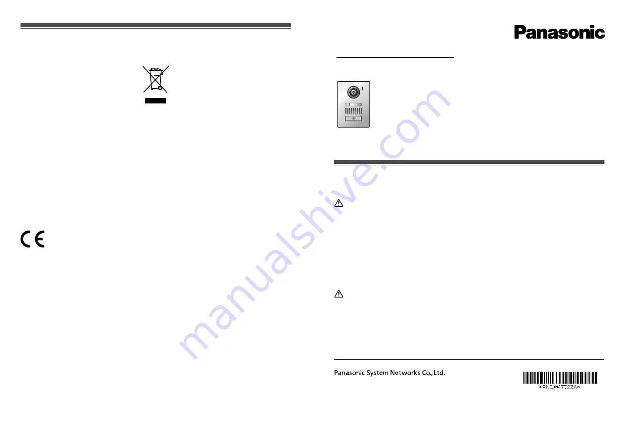 Panasonic VL-V555 Important Information Download Page 1