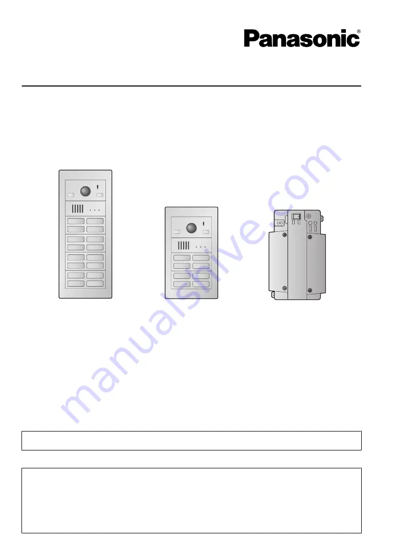 Panasonic VL-VM101 Скачать руководство пользователя страница 1