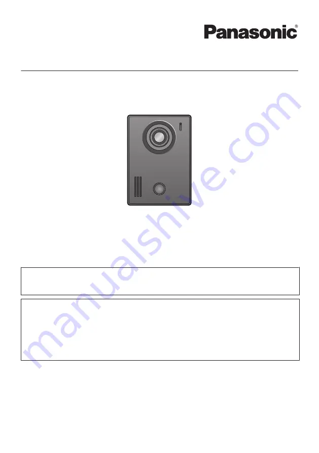 Panasonic VL-VN1500 Installation And Operating Instructions Manual Download Page 1