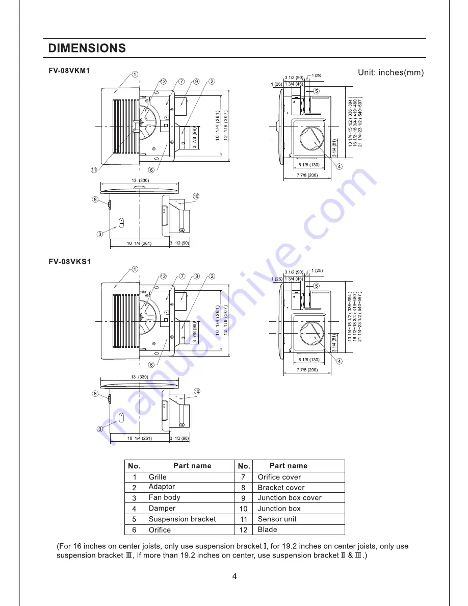 Panasonic Whisper Green FV-08VKM1 Скачать руководство пользователя страница 4