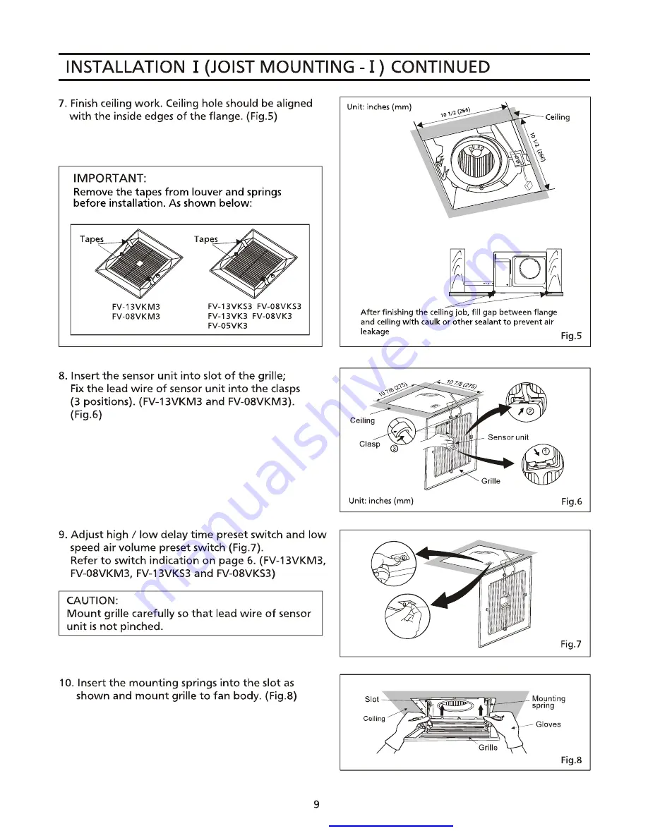 Panasonic WhisperGreen FV-05VK3 Скачать руководство пользователя страница 9