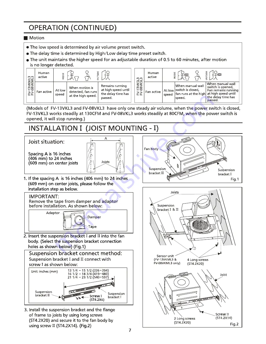 Panasonic WhisperGreen FV-08VKL3 Installation Instructions Manual Download Page 7