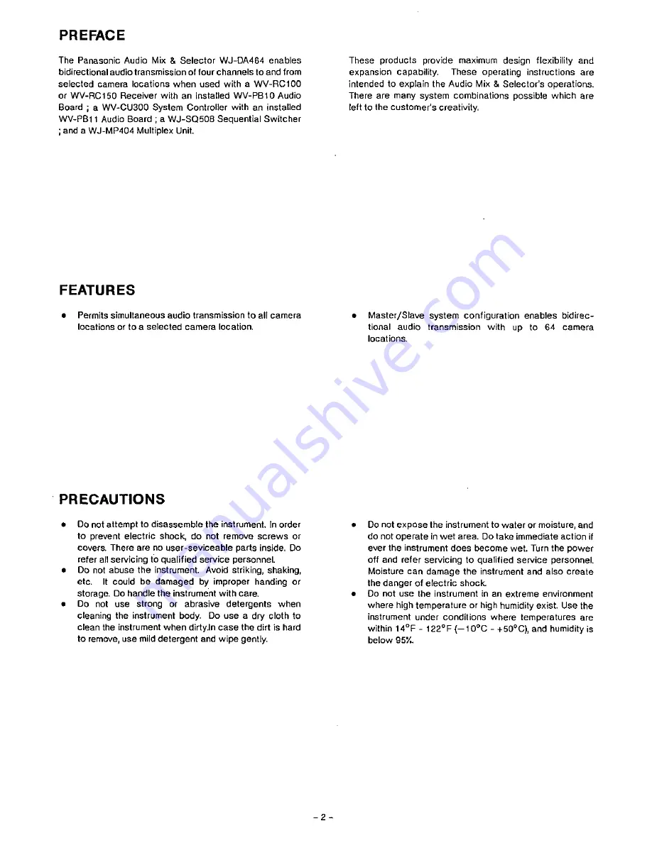 Panasonic WJ-DA464 User Manual Download Page 3