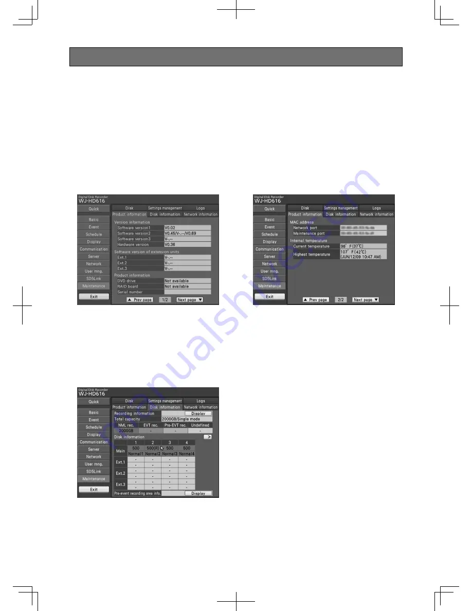 Panasonic WJ-HD616K Installation Manual Download Page 119