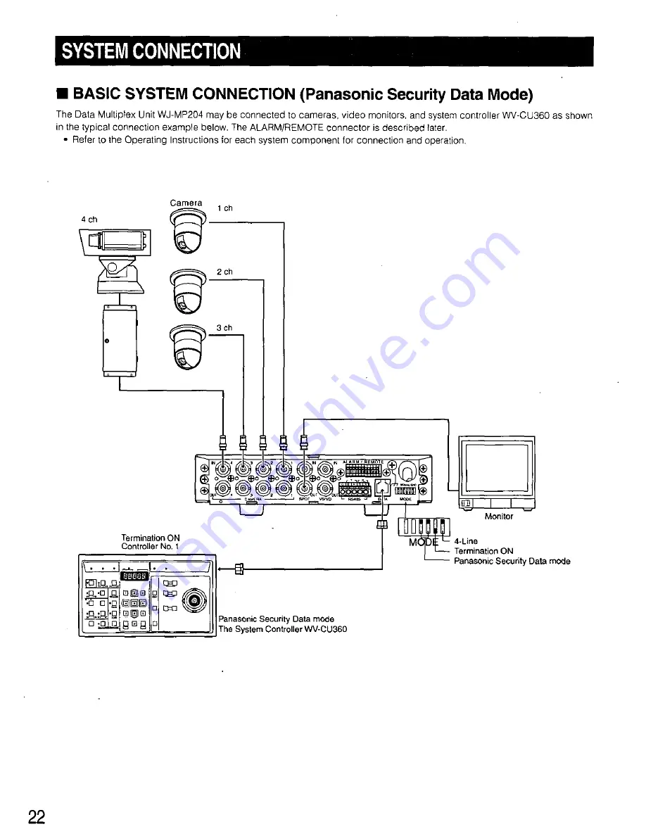 Panasonic WJMP204 - MULTIPLEX UNIT Operating Instructions Manual Download Page 22