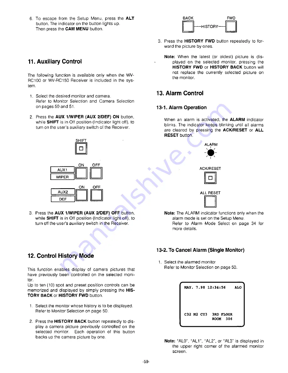 Panasonic WJSX350 - MATRIX SWITCHER Operating Instructions Manual Download Page 61