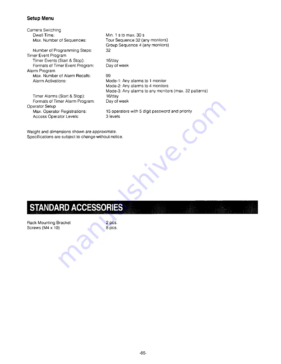 Panasonic WJSX350 - MATRIX SWITCHER Operating Instructions Manual Download Page 67