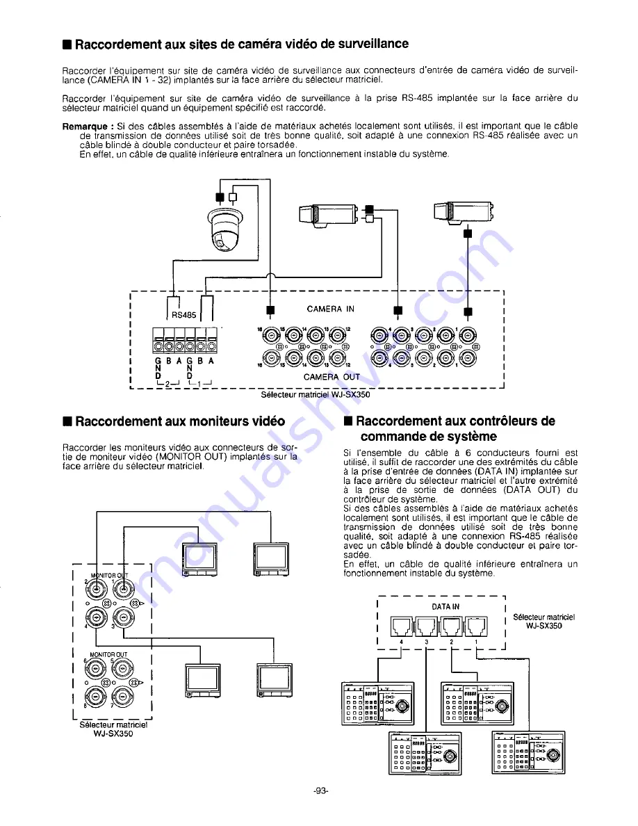 Panasonic WJSX350 - MATRIX SWITCHER Скачать руководство пользователя страница 95