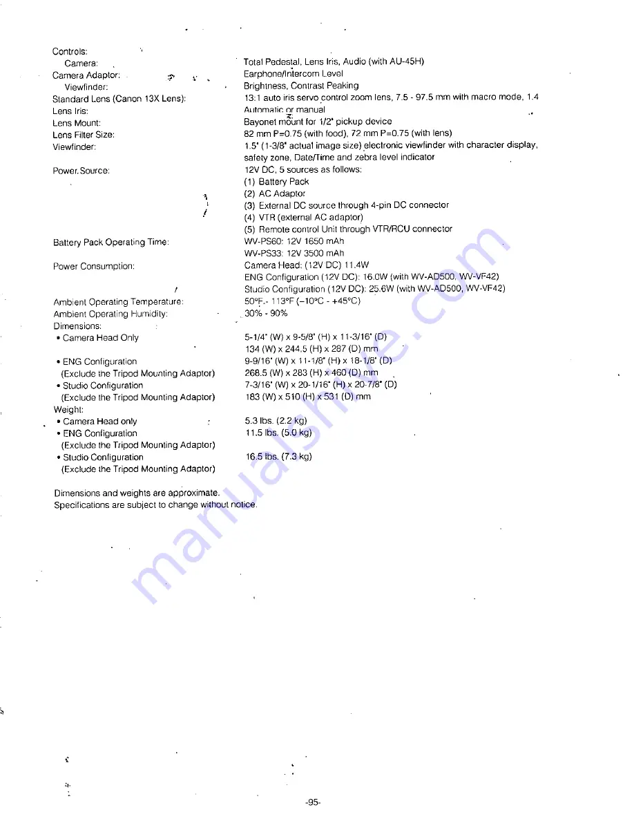 Panasonic WV-F565 User Manual Download Page 97