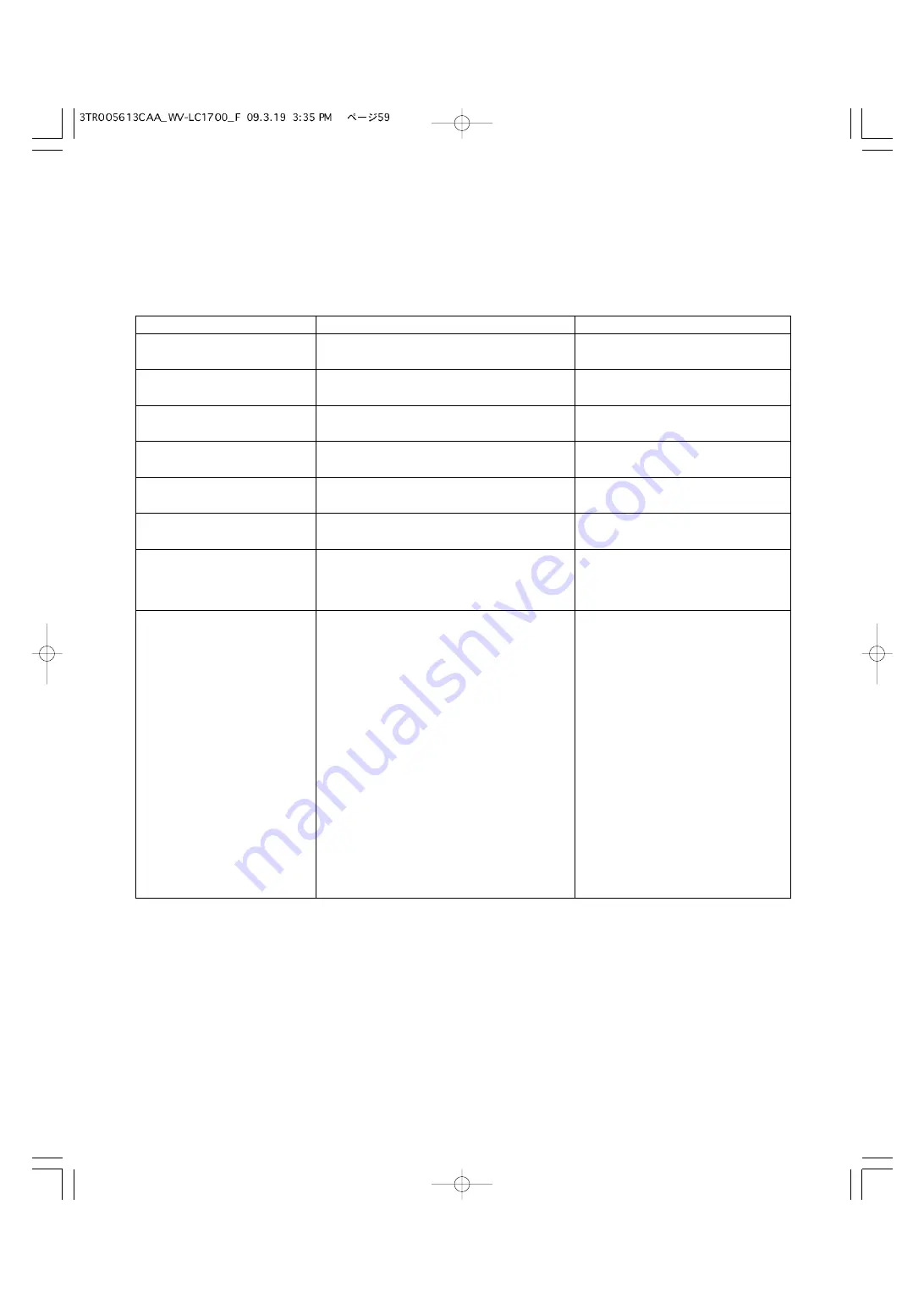 Panasonic WV-LC1700 Operating Instructions Manual Download Page 59