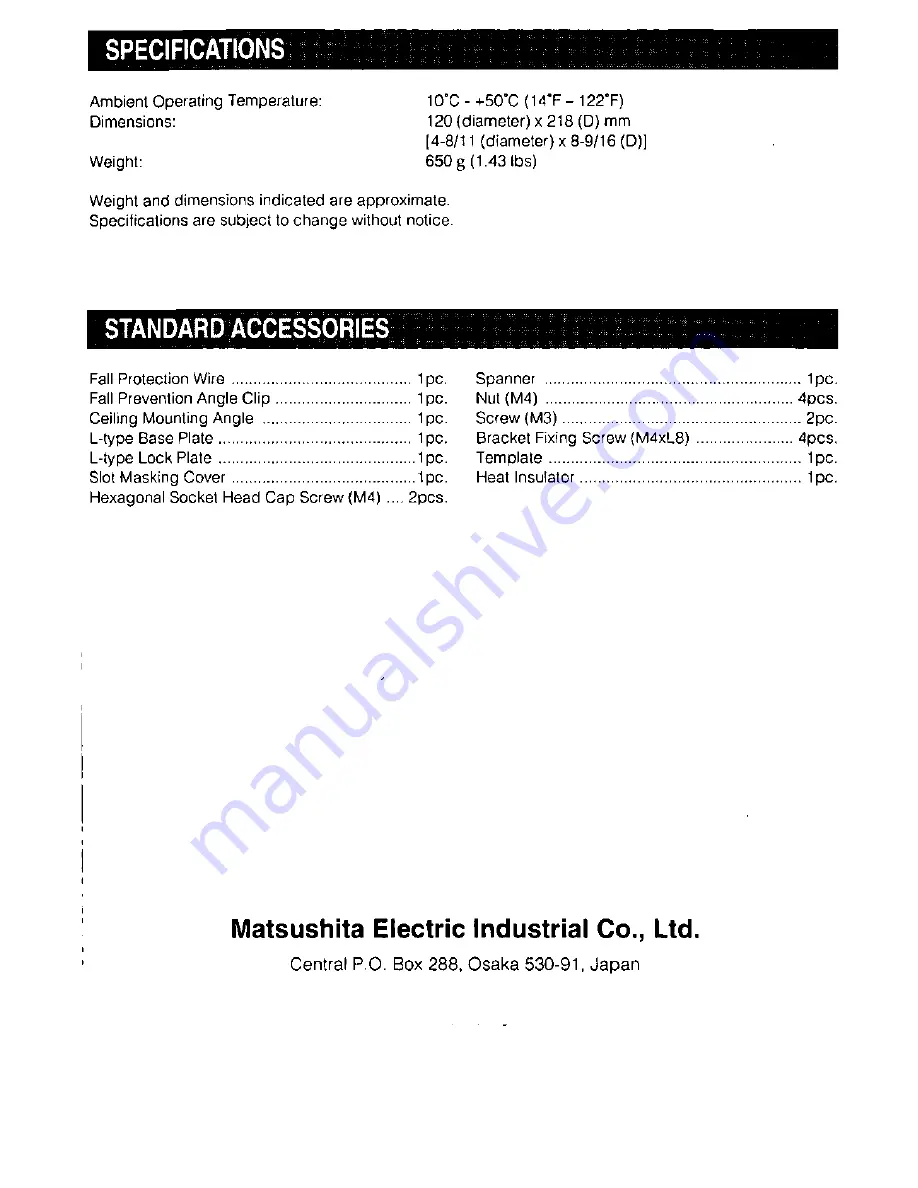 Panasonic WV-Q107AE Operating Instructions Manual Download Page 7