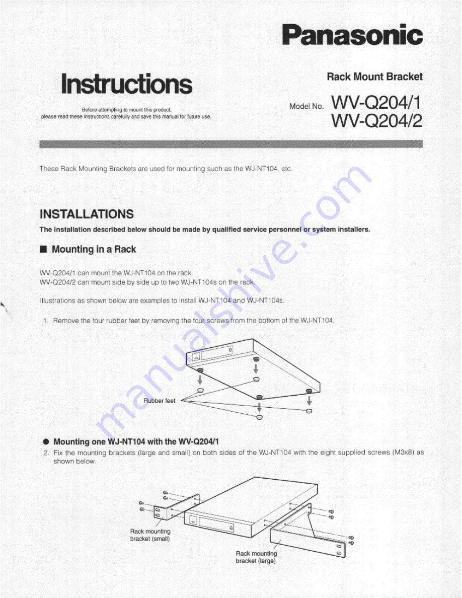 Panasonic WV-Q204/1 Instructions Download Page 1