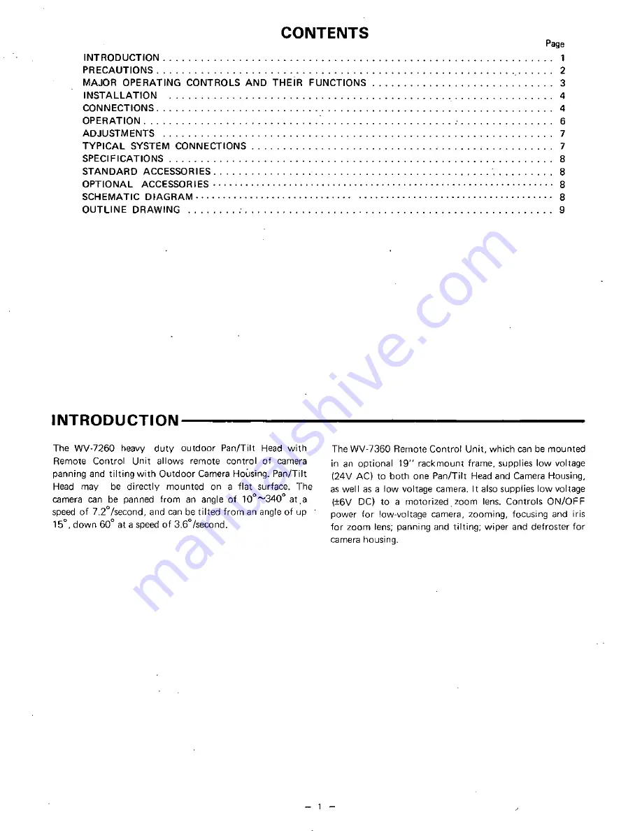 Panasonic WV7260 - CCTV ACCESSORIES Operating Instructions Manual Download Page 2