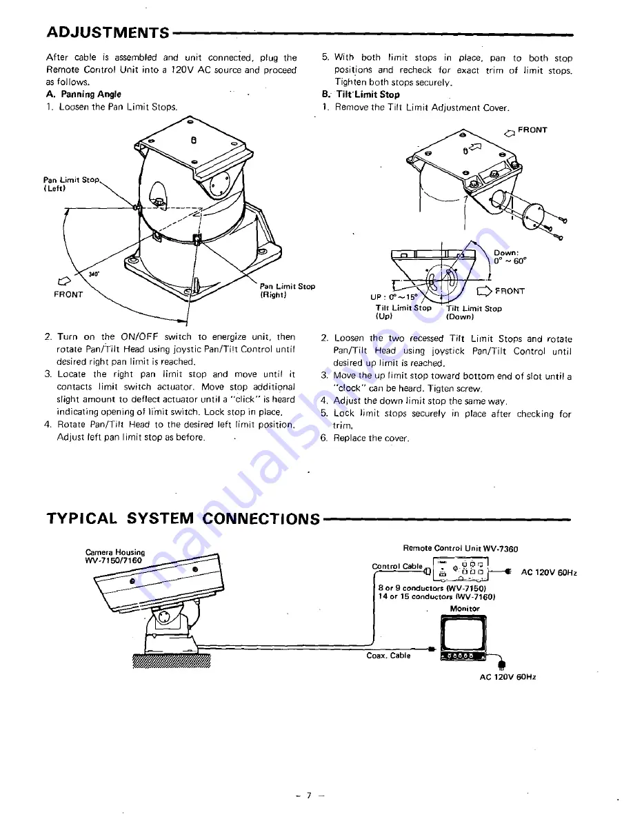 Panasonic WV7260 - CCTV ACCESSORIES Operating Instructions Manual Download Page 8