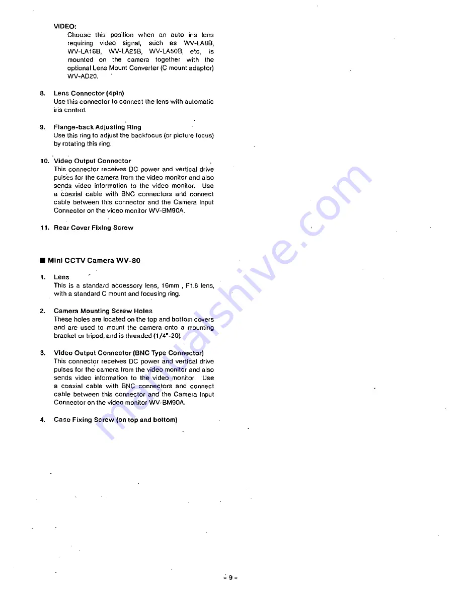 Panasonic WVBM90A - B&W MONITOR Operating Instructions Manual Download Page 10