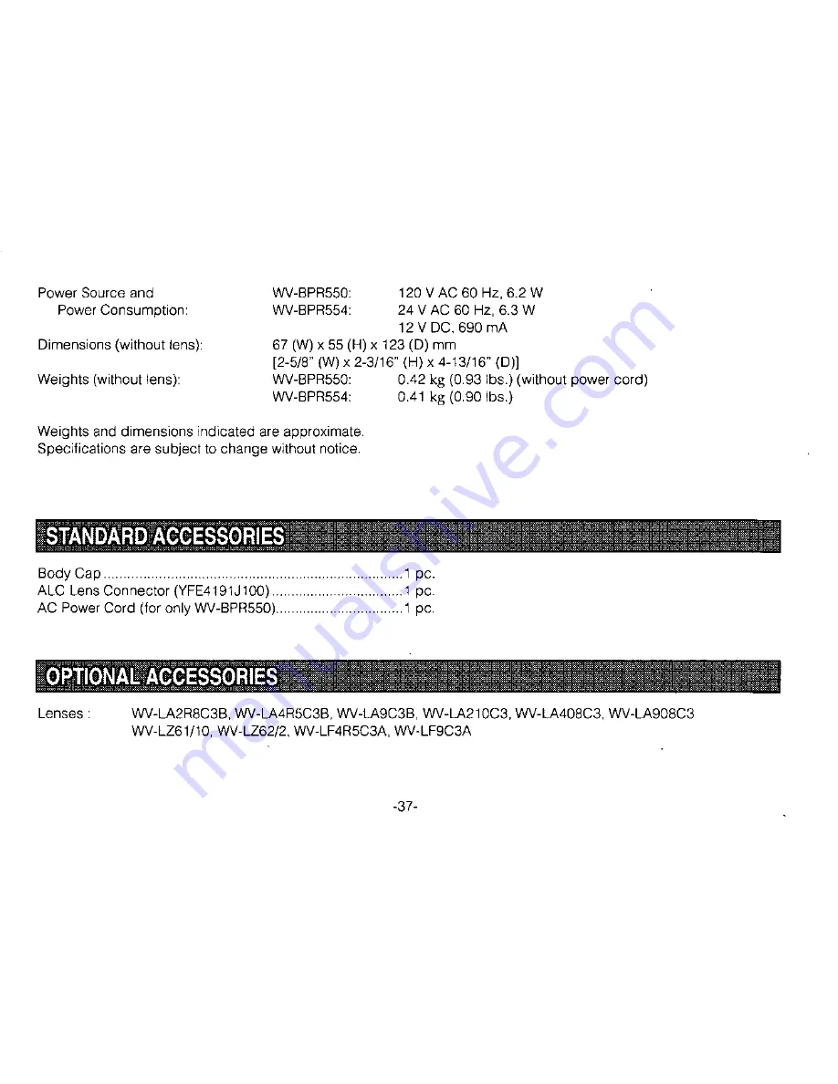 Panasonic WVBPR550 - CCTV Operating Instructions Manual Download Page 39