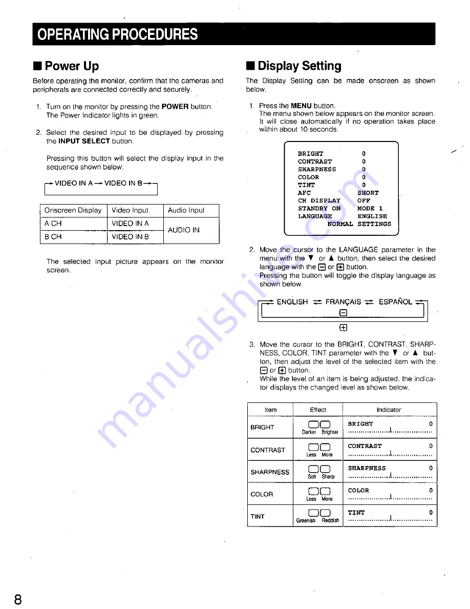 Panasonic WVCM1420 - COLOR MONITOR Operating Instructions Manual Download Page 8